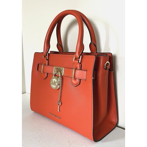 New Michael Kors Hamilton Small Leather Satchel Red Clay - Picture 2 of 7